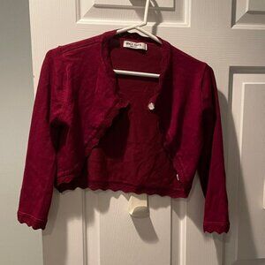 Grace Carin Dark Red Cropped Cardigan